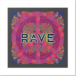 Psychedelic Rave Flyer with Peace Symbol Posters and Art